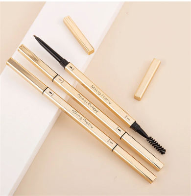 Makeup Eyebrow Pencil Small Gold Bar Eyebrow Pencil Double-ended Small Triangular Machete Fine Eyebrow Pencil Double-ended Eyebrow Pencil Sweat-proof and Natural
