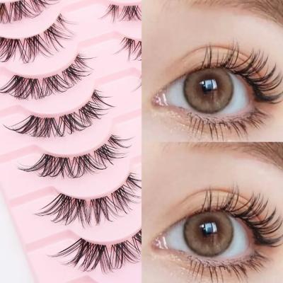 10 Pairs Eyelashes 3D Natural False Lashes Fluffy Soft Cross Manga Lashes Clear Stem Wispy Natural Eyelash Extension Makeup