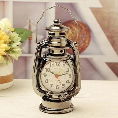 Vintage Oil Lamp Alarm Clock - Retro Table Decor and Office Ornament