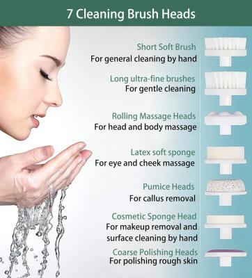 Multi-Functional 7-in-1 Electric Facial Cleanser 7 Brush Heads Electric Exfoliating Rotary Cleanser Face Massage Cleaner Deep Cleansing Exfoliating